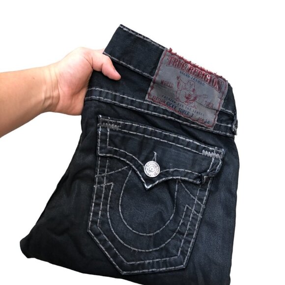 Vintage True Religion Jeans Size 36 RICKY SUPER T Wax Coated Denim - Picture 5 of 8